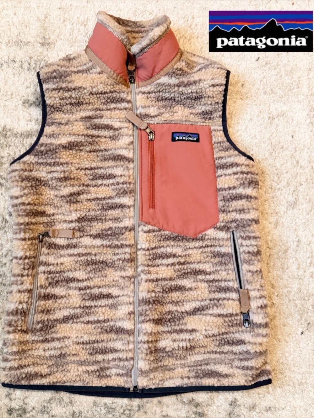 Patagonia Classic Retro Pile Fleece Vest Brown Multi Color Women S